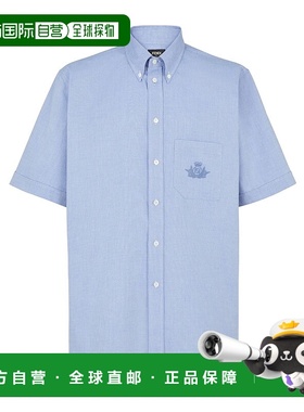 FENDI 男士衬衫 FS1312AU70F1QBO SS2025 蓝色 短袖衬衫
