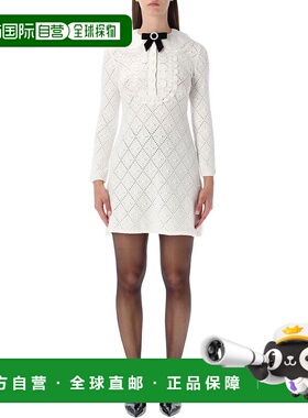 1h可退 潮奢 Self-Portrait 女士 白色蕾丝针织迷你可拆卸蝴蝶结