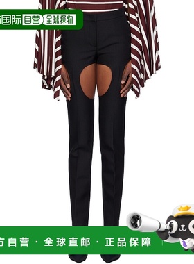1h可退 潮奢 Pushbutton 女士 黑色 Cutout Point Skinny 长裤 PB