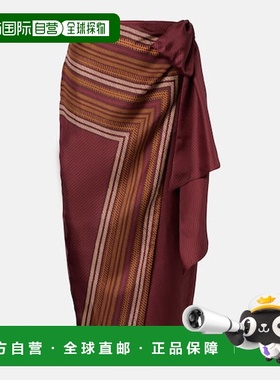 1h可退 潮奢 MaxMara 麦斯玛拉 女士 Edro 条纹真丝裹裙半身裙