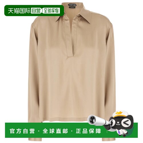 Tom Ford 汤姆 福特 女士 PEACH-FEEL 真丝缎面Polo衫 TS2144FAX1