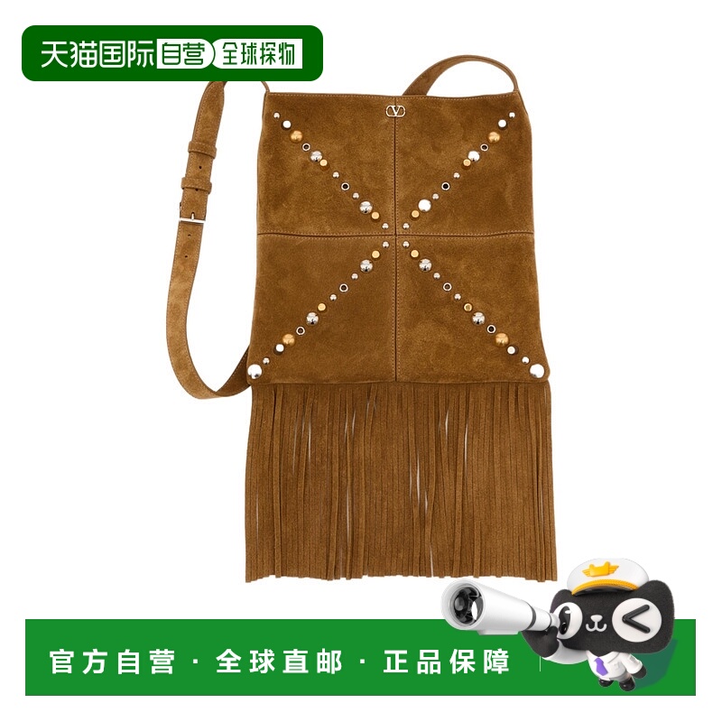 1h可退 VALENTINO 男士斜挎包 YB0D27CMCRDX AW2024 棕色 流苏小