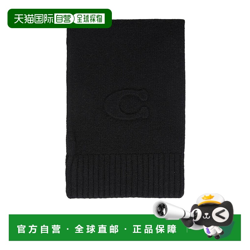 1h可退 COACH 男士围巾 CCL86BLK AW2025 黑色 压花针织围巾