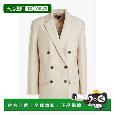 1h可退 潮奢 THEORY 希尔瑞 女士 双排扣亚麻帆布西装外套 O03031