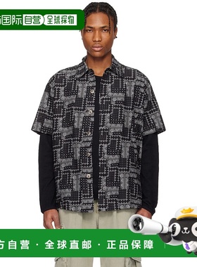 1h可退 潮奢 Greg Lauren 男士 黑色短袖衬衫 KM108