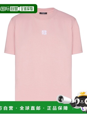 BALMAIN 男士T恤 GH1EG000BC87OIC SS2026 粉红色刺绣短袖 T恤