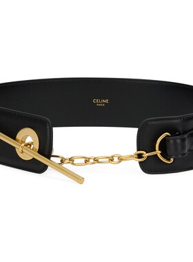 CELINE 女士腰带 B10182N7038NO AW2025 黑色 Leather belt with