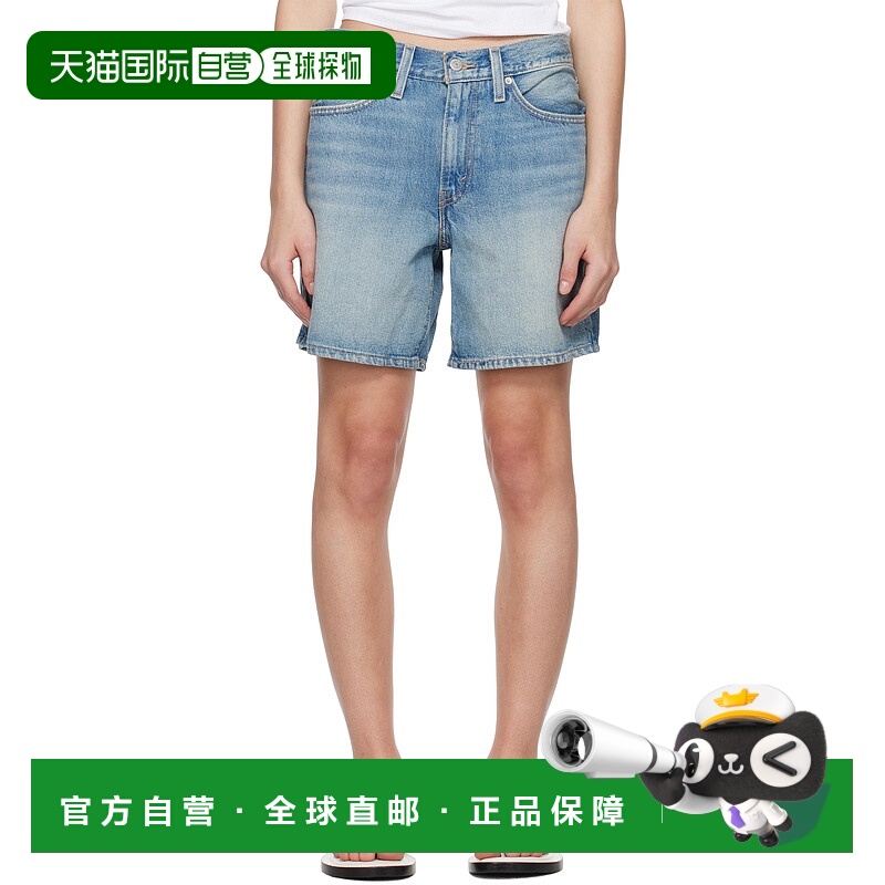 1h可退 潮奢 Levi'S 李维斯 女士 蓝色 94 Baggy 牛仔短裤 001JO