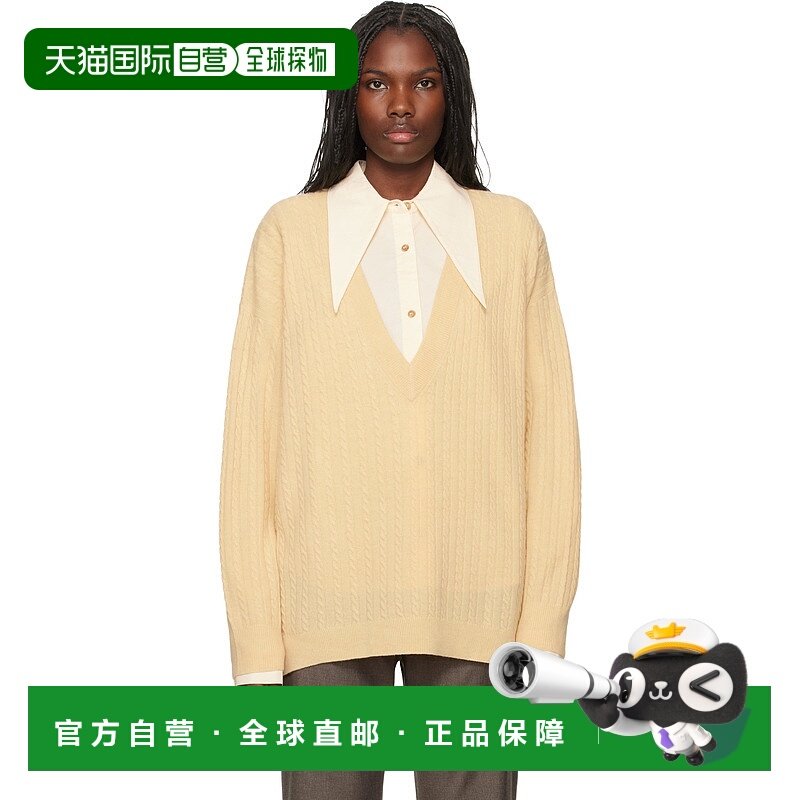 1h可退 潮奢 THE GARMENT 女士 黄色 Como Oversized V-Neck 毛衣