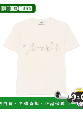 FENDI 女士T恤 FS7254ASMH1 AW2025 浅棕色 Fendi Embr T-Shirt C