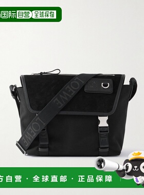 潮奢 LOEWE 罗意威 男士 皮革饰边绒面革帆布邮差包 B000U45X01BL