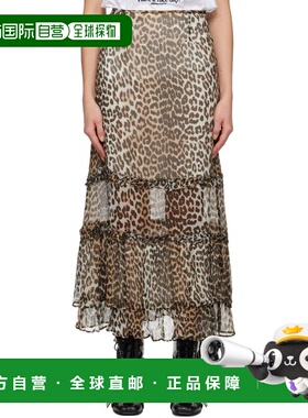 1h可退 潮奢 GANNI 甘尼 女士 多色 Leopard Long Chiffon Ruffle