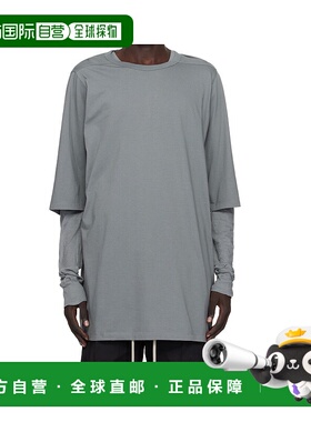 RICK OWENS 男士T恤 RU02E1266UC06 AW2025 灰色 长袖 T 恤上衣