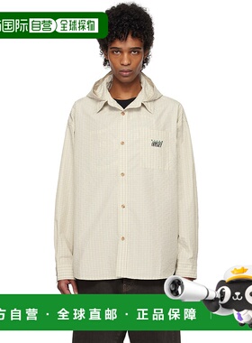 1h可退 潮奢 Kijun 男士 灰白色 Check Hoodie 衬衫 25PSM201A