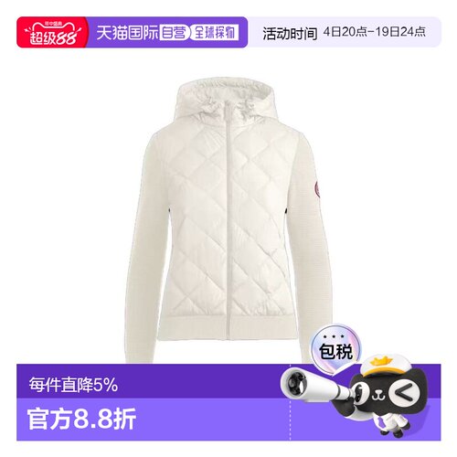 CANADA GOOSE 女士白色羽绒服PUFFER 红标防风拼接绗缝针织拉链羽