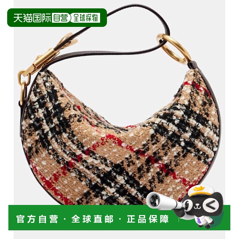 1h可退 潮奢 Burberry 巴宝莉 女士 Knight Arc 皮革饰边珠皮呢肩