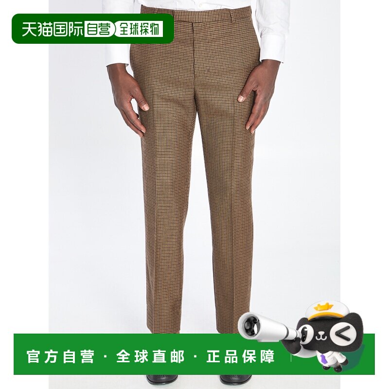 GUCCI 男士正装裤 814299Z7AQA2014 AW2025 棕色 腰带环休闲裤