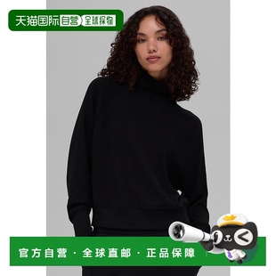 女款 纯色舒适半高领华夫格卫衣 w3678rBlack yoga alo