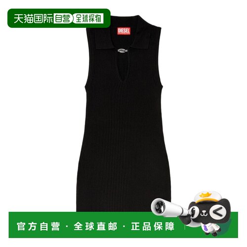 DIESEL 女士连衣裙 A242320JMCP9XX AW2026 黑色 罗纹针织连衣裙