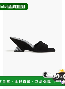 1h可退 潮奢 The Attico 女士 Cheope 水晶装饰绒面革凉拖 241WS6