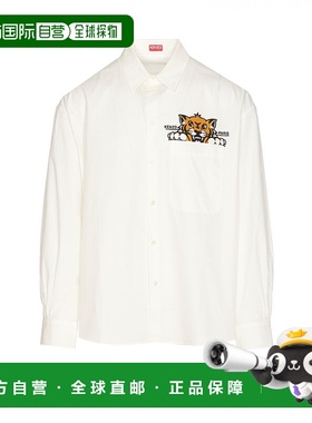 KENZO 男士衬衫 FF55CH4299P301 AW2025 白色 Happy Tiger Pocket