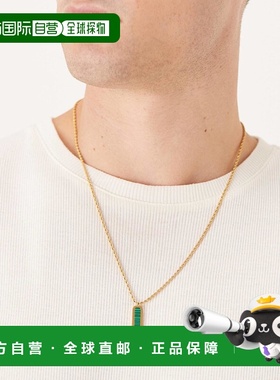 1h可退 潮奢 ASOS 男士 s 设计防水不锈钢方形吊坠绿色项链/吊坠(