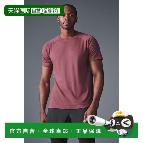 alo yoga 纯色插肩舒适透气吸汗短袖网球T恤 男款m1133rNavy