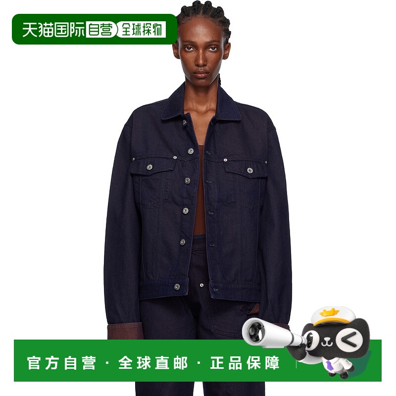 1h可退 潮奢 J.W. Anderson 女士 海军蓝 Turn Up Cuff 牛仔夹克