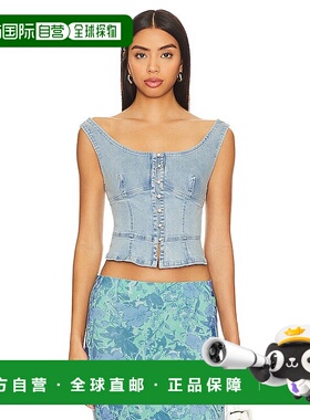 1h可退 潮奢 Free People 自由人 女士 Sally 牛仔束腰天蓝色拼块