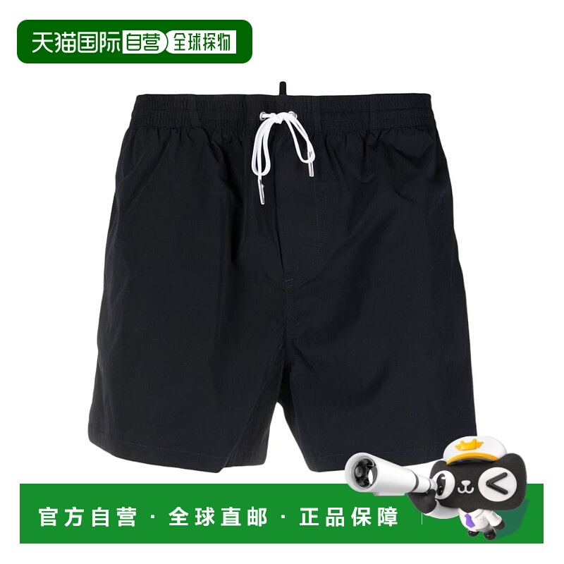 1h可退 DSQUARED2 男士短裤 D7B644550010 SS2023 黑色 徽标沙滩
