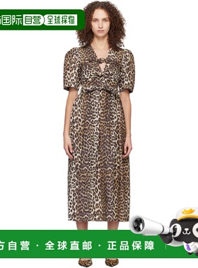 1h可退 潮奢 GANNI 甘尼 女士 棕色 & 黑色 Leopard Printed Cott