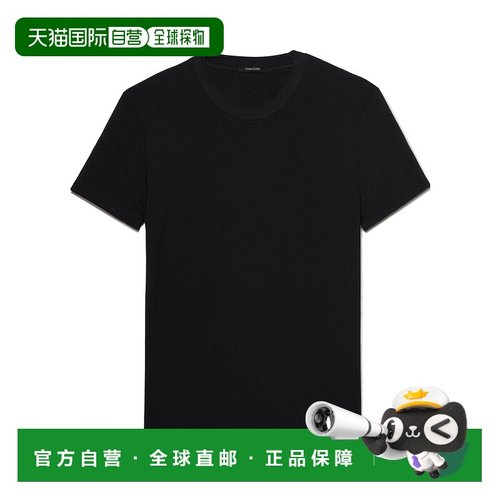 1h可退 TOM FORD 男士T恤 T4M08104BLACK SS2025 黑色 弹性平纹针