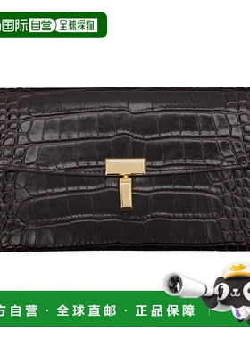 1h可退 潮奢 TOTÊME 女士 棕色 T-Lock Croco-Embossed 钱包 251W