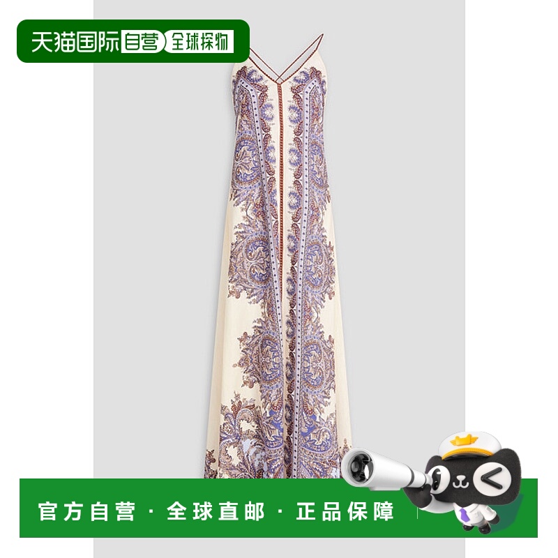 1h可退 潮奢 ZIMMERMANN 女士 佩斯利印花亚麻长款连衣裙 1211DSS