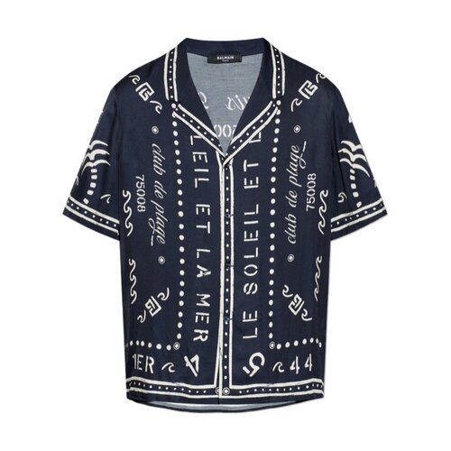 BALMAIN 男士衬衫 GH0HN130VI80SFQ SS2026 花色 翻领短袖衬衫