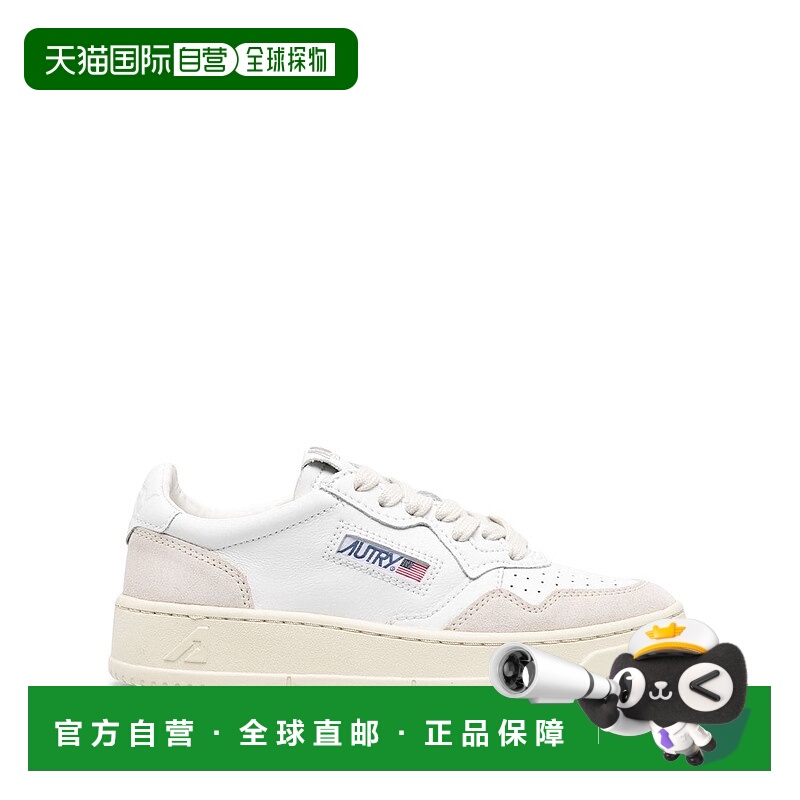 1h可退 潮奢 AUTRY 女士 'Medalist' Details 白色低帮蓝色绒面革