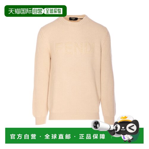 1h可退 FENDI 男士针织衫 FZX091AW0CF1J2A SS2026 白色 羊毛毛衣