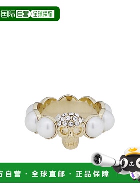 1h可退 alexander mcqueen 女士 戒指珍珠水晶