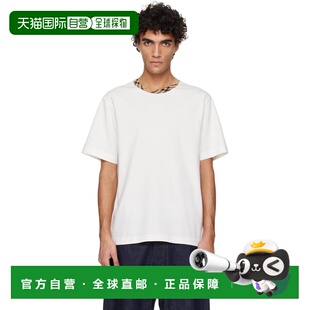 1h可退 潮奢 Burberry 巴宝莉 男士 灰白色 Check Trim Cotton T