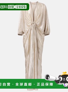 1h可退 潮奢 Adriana Degreas 女士 褶皱金银锦缎土新款连衣裙