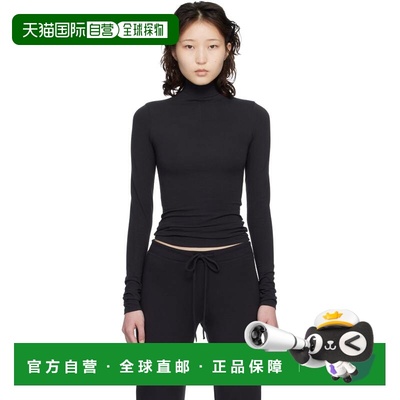 1h可退 潮奢 SKIMS 女士 黑色 Cotton Jersey Turtleneck T 恤 LS