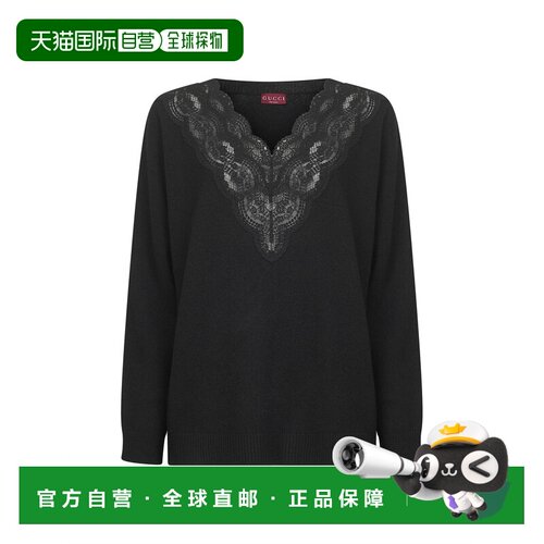 GUCCI 女士卫衣 848255XKE911000 AW2025 黑色 L/S V/NK TOP长袖