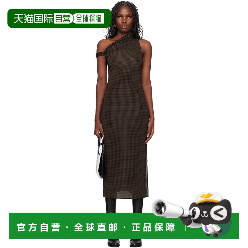 1h可退 潮奢 Courreges 女士 棕色 Houndstooth Twist 连衣裙 324