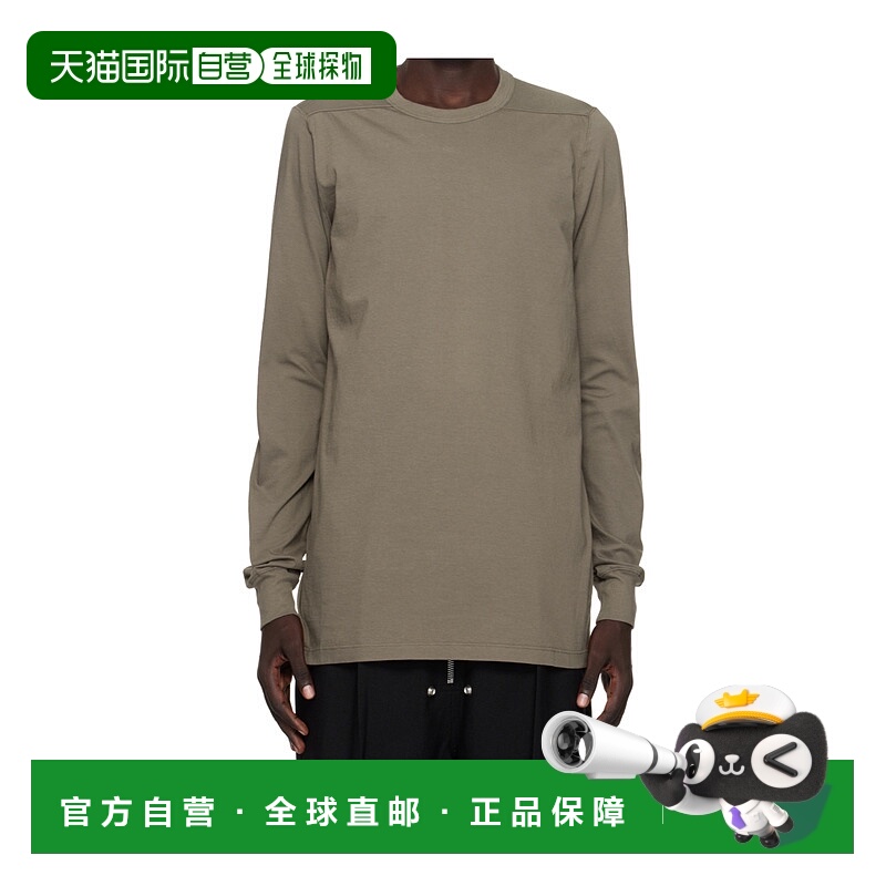 1h可退 RICK OWENS 男士T恤 RU02E1266JA34 AW2025 绿色 长袖 T