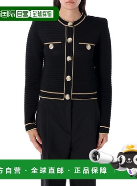 BALMAIN 女士针织衫 FF1KL240KI83EAD AW2025 黑色长袖开衫