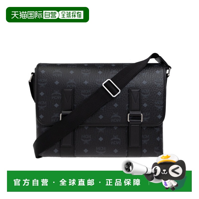 1h可退 MCM 男士斜挎包 MMMFSTA06BK AW2024 黑色 字母组合单肩包