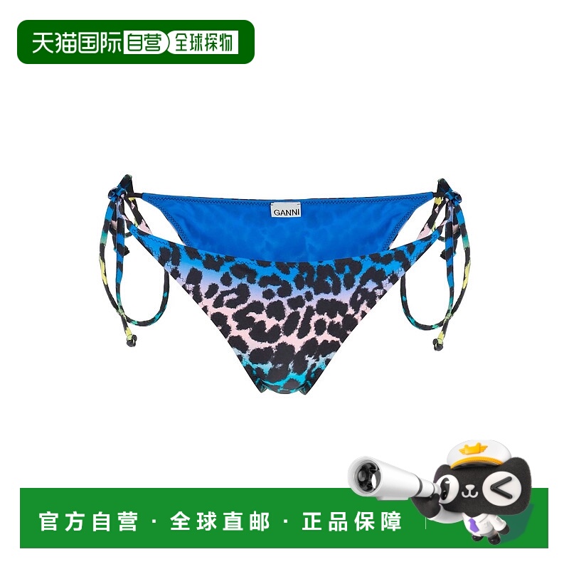 1h可退 GANNI 女士泳装 A4685999 SS2023 蓝色 徽标比基尼三角裤