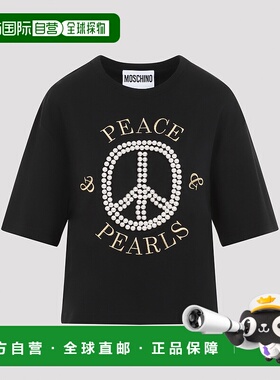 1h可退 MOSCHINO 女士T恤 242D070854423555 AW2024 黑色短袖
