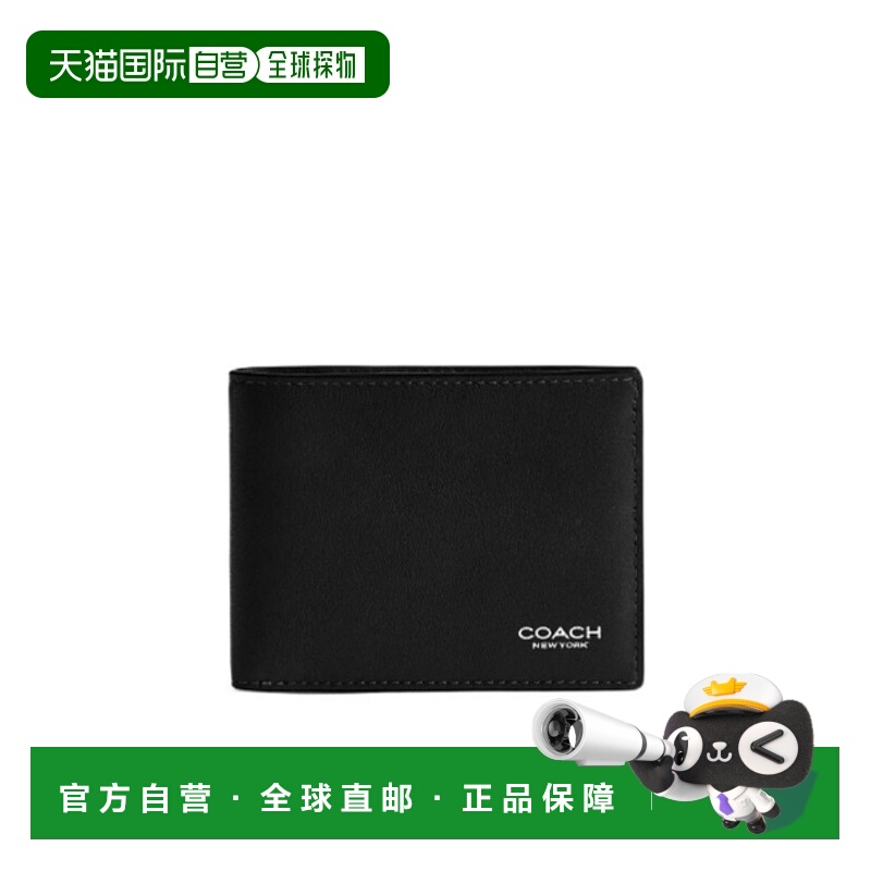COACH 男士钱包 CZ261BLK AW2025 黑色 薄对折钱包