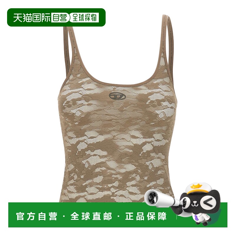 1h可退 DIESEL 女士背心吊带 A182990DRAK77N AW2025 军绿色 蕾丝
